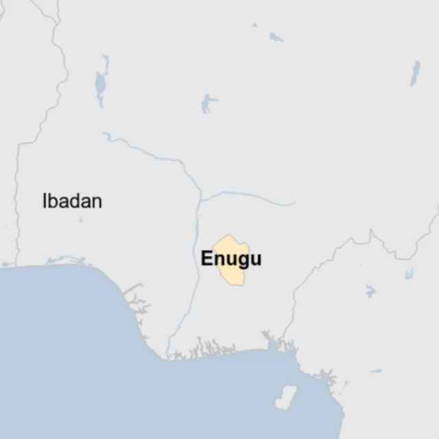 Map wey dey show Ibadan and Enugu