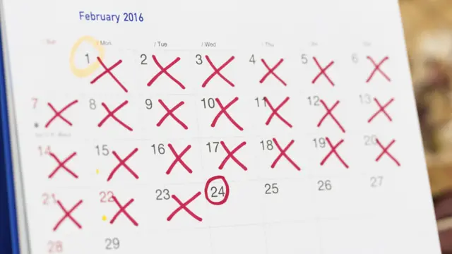 Calendário com marcação do ciclo menstrual