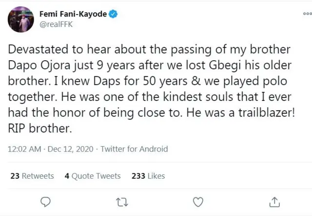 Ọrọ idaro Femi Fani-Kayode