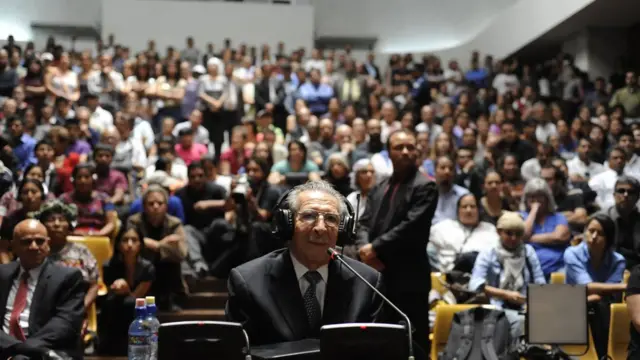Efraín Ríos Montt durante su juicio por genocidio.