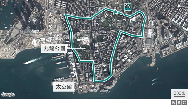 Map of Hong Kong street circuit imagined by the BBC