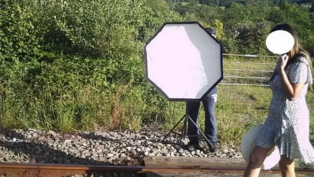 Network Rail shared an image of a photo shoot on a train line in Cilfrew, Neath Port Talbot