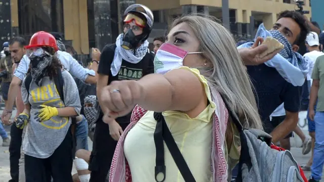 Manifestantes en Líbano.