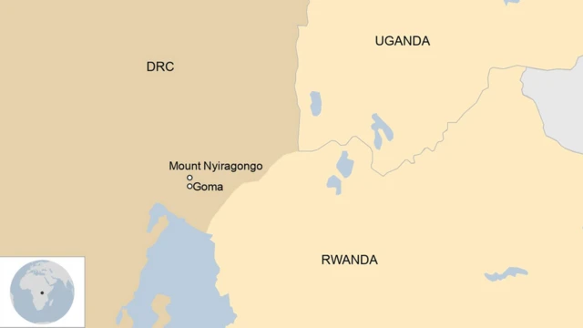 Ikarita ya DR Congo yerekana ikirunga cya Nyiragongo