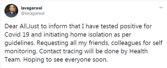 இந்திய அளவில் கோவிட்-19 வைரஸ் தொடர்புடைய நடவடிக்கைகளை அவரே மேற்பார்வையிட்டு வந்தார்.