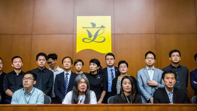 （前排左至右）罗冠聪、梁国雄、梁小丽、姚松炎（14/7/2017）