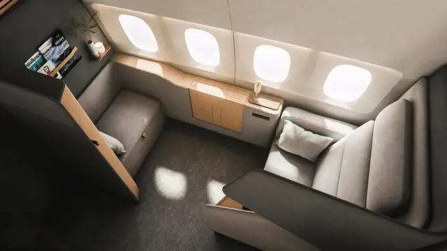 Концепция стильного и подсоединенного к глобальной сети салона для состоятельных авиапассажиров