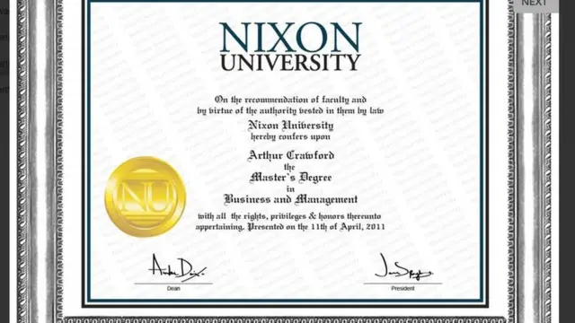 The fake degree certificate offered to a BBC reporter