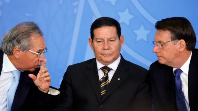 Paulo Guedes, Hamilton Mourão e Jair Bolsonaro