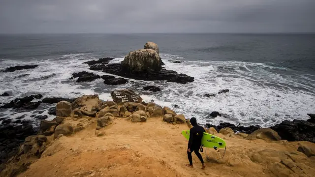 Playa Punta de lobos, Pichilemu, a 200 kilómetros al sur de Santiago de Chile.