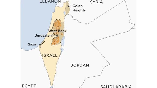 အာရပ်တွေ လက်မခံခဲ့တဲ့ ၁၉၄၇ UN ဆုံးဖြတ်ချက်အရ အစ္စရေး-ပါလက်စတိုင်း နယ်မြေ ကန့်သတ်ချက်ထက်တောင် ကျဉ်းမြောင်းသွားတဲ့ပြီး အနောက်ဘက်ကမ်းခြေ ဒေသဘက်မှာသာ ကွက်တိကွက်ကျား ရှိနေတဲ့ ပါလက်စတိုင်း အုပ်ချုပ်ခွင့်ရဒေသကို တွေ့ရစဉ် (အဝါရင့်၊ အဝါနု)