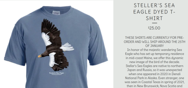 Camiseta com desenho da águia-marinha-de-steller