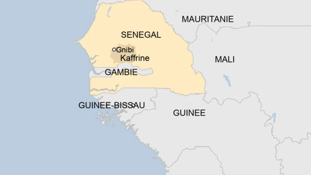 Carte du Sénégal avec la région de Kaffrine