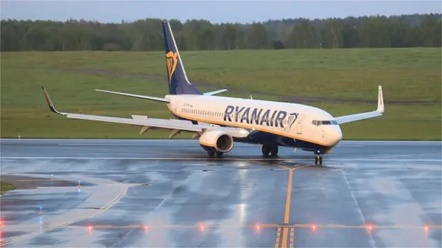 літак Ryanair у Мінську