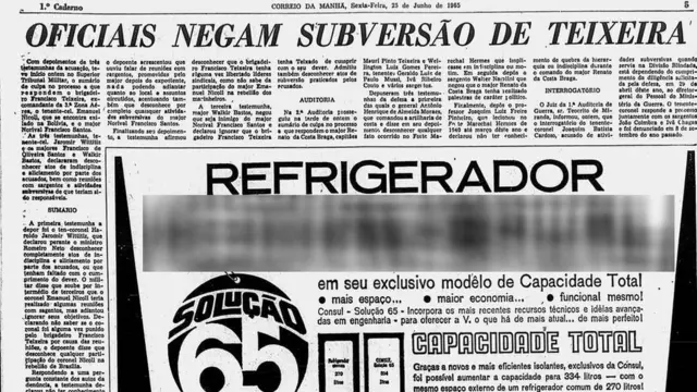 Artigo publicado pelo jornal Correio da Manhã sobre o processo que Teixeira enfrentavabet jogo do brasil1965