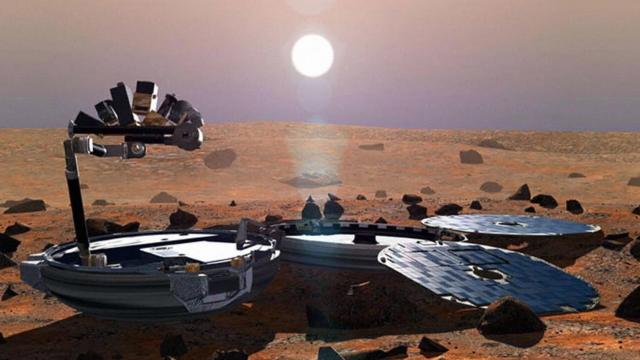 Иллюстрация Бигля-2 на Марсе