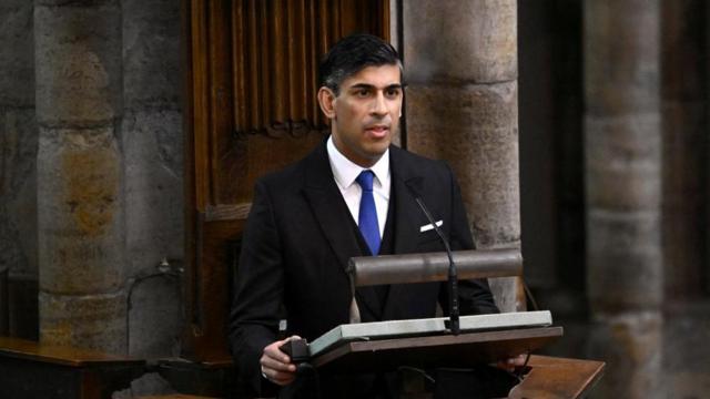 British Prime Minister, Rishi Sunak makes a speech during the Coronation of King Charles III and Queen Camilla on May 06, 2023