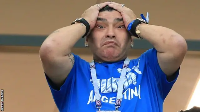 アルゼンチンの伝説的プレーヤー、ディエゴ・マラドーナも、ニジニー・ノブゴロドで目にした第2戦の結果を信じられなかったようだ