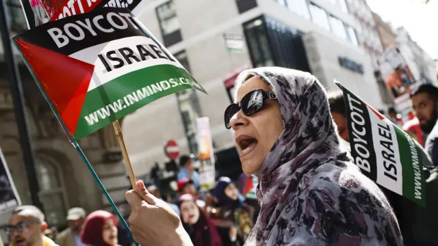 Пропалестинский митинг - женщина с флагом