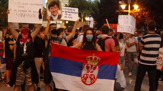 Protesta anticorrupción en Serbia.