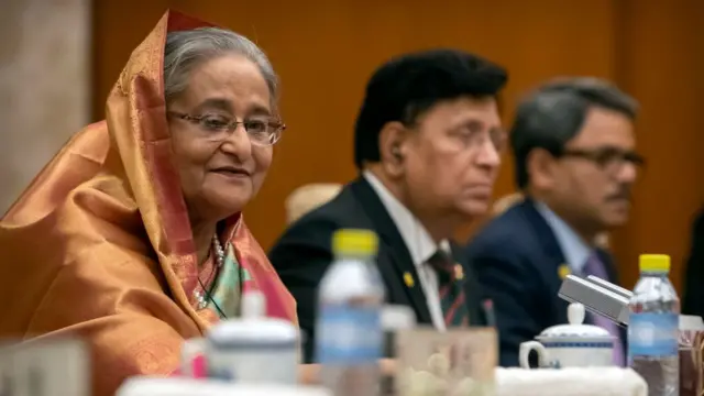 বাংলাদেশের প্রধানমন্ত্রী শেখ হাসিনা, পররাষ্ট্রমন্ত্রী আব্দুল মোমেন এবং প্রতিমন্ত্রী শাহরিয়ার আলম, ২৫-০৭-২০১৯।
