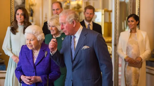 महाराणी एलिझाबेथ आणि त्यांचं कुटुंब.