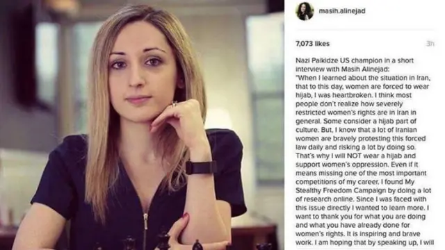 Publicación en Instagram de Nazí Paikidze-Barnes.