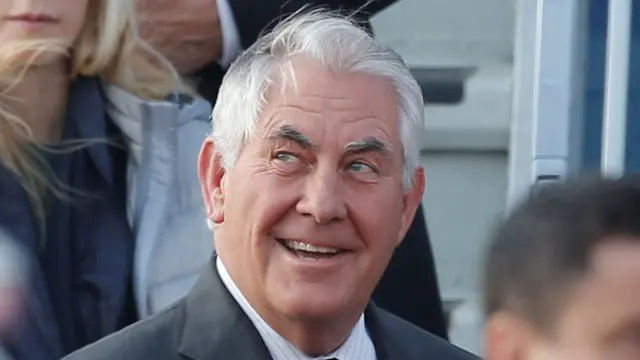 Rex Tillerson a su llegada a Moscú, abril 11, 2017