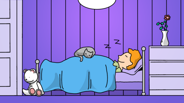 Иллюстрация: человек спит в кровати
