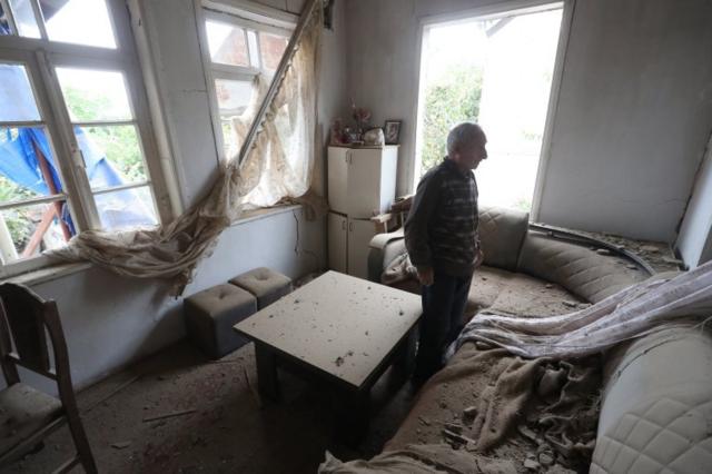 Shelling has caused damage to homes in the city of Martuni