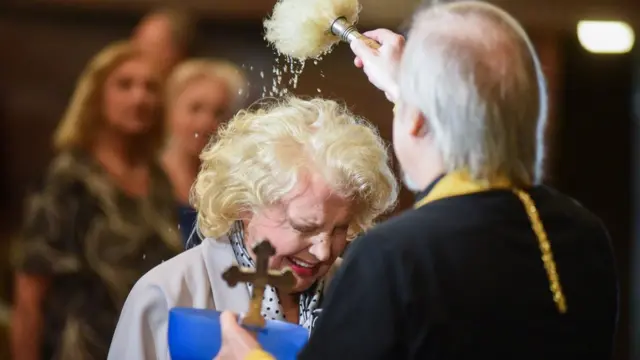 Татьяна Доронина во время сбора труппы МХАТ им. М.Горького в преддверии нового театрального сезона.