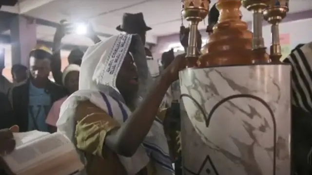 Igbo Jewish boy performing his barmitzvah