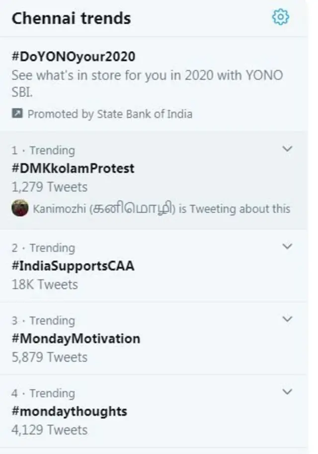 ட்விட்டரில் ட்ரெண்டாகும் வேண்டாம் CAA - NRC கோலம்