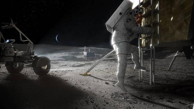Ilustración de un astronauta en la Luna.