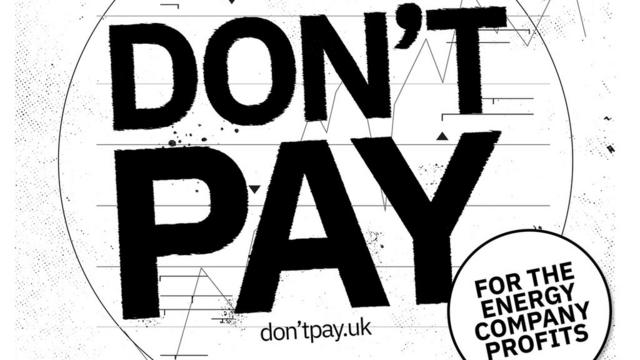Imagem do cartaz da campanha de boicote, onde se lê: Don't Pay