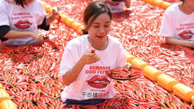 Chilli eating contest in Hanghzou