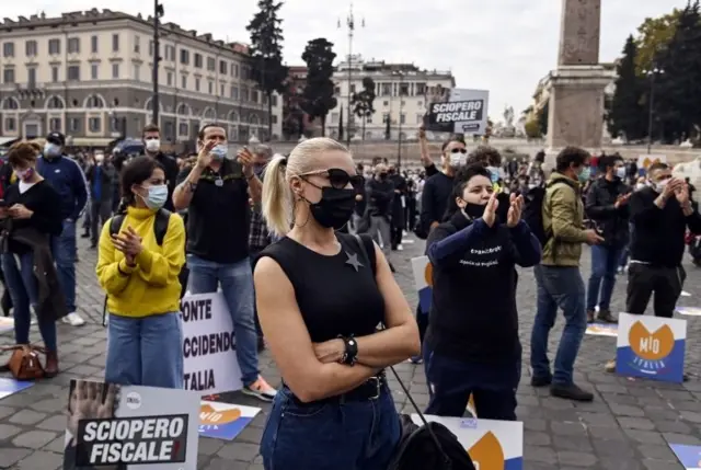 Roma'da düzenlenen protesto gösterisi