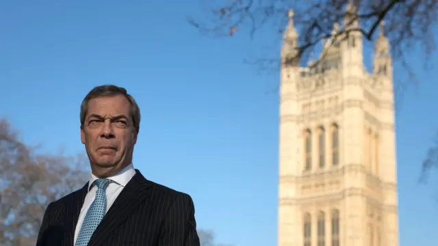 Найджел Фарадж на фоне Вестминстера