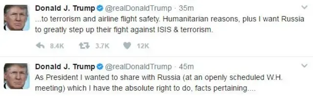 Trump mutlak hak tweet'leri