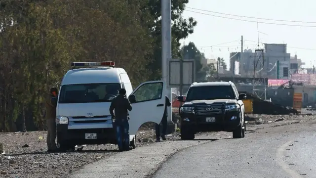 الشرطة في مكان الحادث في مدينة معان