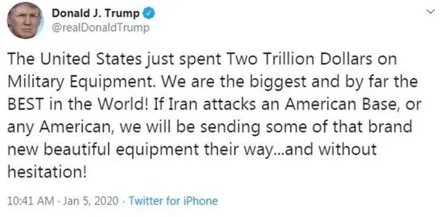 રાષ્ટ્રપતિ ડોનાલ્ડ ટ્રમ્પનું ટ્વીટ