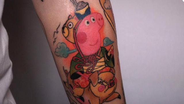 Peppa Pig tattoo; Permission to use for Online. Must credit: Jie'yi Tattoo