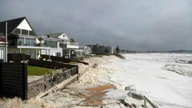 Sea foam on the beach at Collaroy, Sydney (10 Feb 2020)