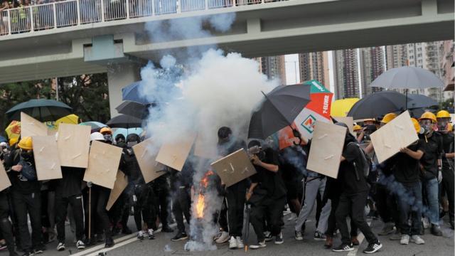 香港元朗的抗议示威