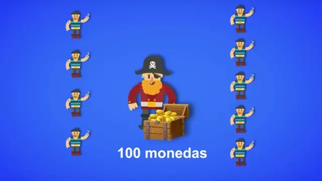 Capitán, 9 piratas y 100 monedas de oro para repartir