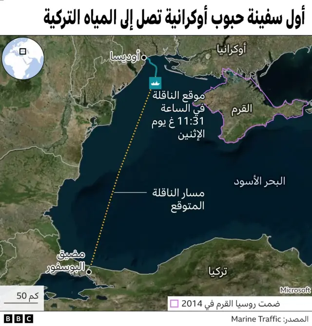 مسار سفن الحبوب الأوكرانية