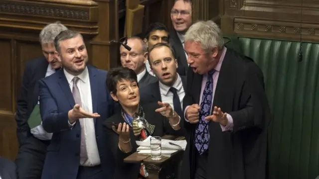 MP arguing with the Speaker in the House of Commons
