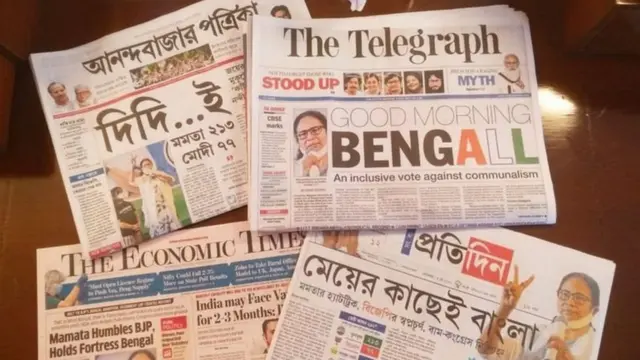 নির্বাচনের পরের দিন কলকাতার কয়েকটি পত্রিকার শিরোনাম