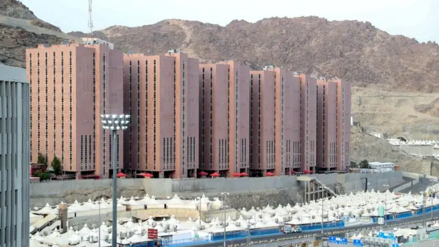 Tents for pilgrims between the holy sites of Arafat and Mina in Saudi Arabia's holy city of Mecca, ahead of the annual Hajj pilgrimage season