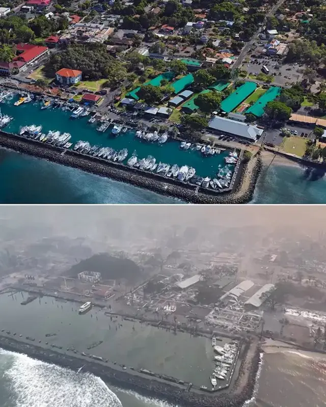 قبل و بعد از آتشسوزی در لاهاینا